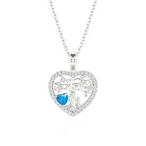 Jeulia Custom Mother & Child <b>Tree</b> of Life Heart <b>Necklace</b> with Moissanite Birthstone - Product Image 1