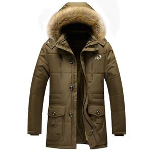 Manteau d'hiver mi-long personnalisé avec doublure en polaire Veste à capuche épaisse Zip complet Manteau d'hiver décontracté pour hommes avec plusieurs poches - Product Image 1