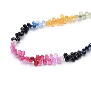 Nueva tendencia de alta calidad Multi zafiro lágrima Briolette Beads 4mmX6mm multicolor zafiro forma de gota cuentas sueltas joyería - Product Image 1