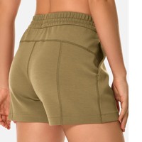 Shorts d'été décontractés pour femme, taille haute, coupe large, 100 % polyester éponge respirant, avec poches, idéal pour le sport et la plage, personnalisable avec logo.