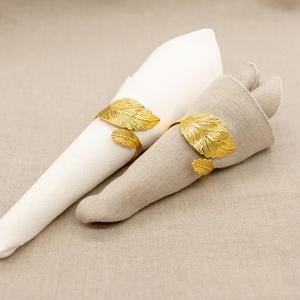 Servilletero de Metal con acabado dorado con diseño de hoja único Servilletero de Metal pulido brillante decorativo de mesa de boda hecho a mano. - Product Image 6