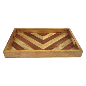 Modern Rectangle Wood Handcrafted High Quality Food <b>Serving</b> <b>Tray</b> <b>Large</b> Size Hole Handle Brass Accents Home Decor for Weddings - Product Image 4