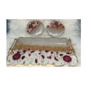 Elegante bandeja de resina hecha a mano Ideal para postres, servir vino o fiestas de té en casas de buen estilo - Product Image 1