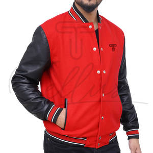 Veste de baseball personnalisée avec logo, style varsity, col montant et logo frontal, en polyester/coton respirant, design brodé - Product Image 5