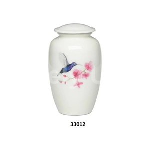 Belle urne adulte de crémation d'oiseau de colibri grande urne funéraire décorative de cendres humaines avec le couvercle et le sac libre de velours - Product Image 1