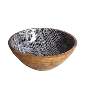 Tazones Redondos de Madera Ecológicos con Diseño Moderno y Estampado Esmaltado para Servir Ensaladas, Aperitivos, Pasta y Postres, Gran Venta - Product Image 2