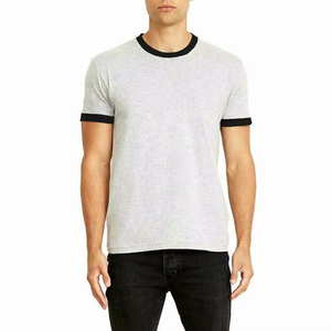 Venta al por mayor logotipo personalizado Regular Fit hombres Streetwear camisetas 180g poliéster/algodón en blanco Casual manga corta deportivo - Product Image 1