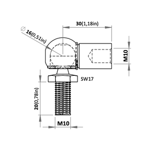 ข้อต่อลูกกลม M10-M10 BJ147 DIN71802แกนยึดเหล็กชุบสังกะสีสำหรับอุตสาหกรรมถ้วยขนาด16มม. - Product Image 2