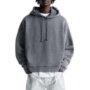 เสื้อฮู้ดสำหรับผู้ชายซักด้วยหินหนาผ้าเทอร์รี่โอเวอร์ไซส์สไตล์วินเทจ - Product Image 2