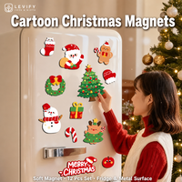 Aimants de réfrigérateur Décorations de Noël Autocollants magnétiques Nouveauté 2026 Écussons magnétiques motif renne dessin animé Design arbre de Noël