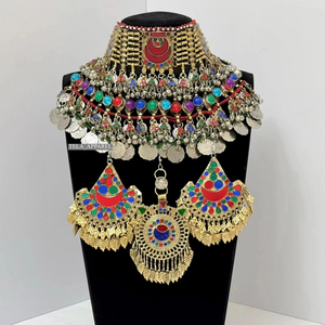 Collier de fête vintage fait à la main en perles de cuivre de style bohème nomade afghan pour femmes traditionnel - Product Image 1