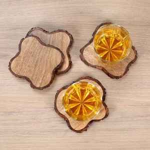 Sous-verres ronds en bois de style royal, faits à la main, écologiques, réutilisables, de qualité export, pour table - Product Image 2