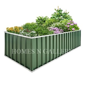 Modern Metal Raised Garden Bed Outdoor <b>Planters</b> for Flowers and Green Plants Powder Coated Green <b>Rectangle</b> Design - Product Image 3