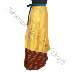 Bohemian <b>Silk</b> Sari <b>Skirt</b> Magic Wrap <b>Skirt</b> Indian Vintage 2 Layer Reversible Magic <b>Silk</b> Saris Wrap <b>Long</b> <b>Skirt</b> <b>Silk</b> Saree Wrap - Product Image 2