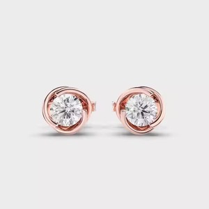 Round Cut Design 14K Gold Stud <b>Earrings</b> For Women with Round Lab Grown Diamond <b>Earrings</b> Gift for Women - Product Image 3