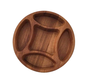 Plato de servicio clásico circular Venta caliente Compartimentos de madera Plato vajilla Bandeja de servicio Uso restaurante y suministros de hotel - Product Image 1