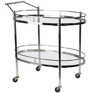 Bar Accueil Hôtel Restaurant Service Chariot Argent De Luxe Moderne En Métal 2 Niveaux Table Mobile Salle À Manger Service Chariot Bar Chariot - Product Image 1