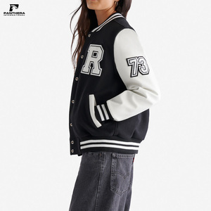Veste de baseball universitaire personnalisée avec support veste Letterman noire en laine blanche en cuir PU avec broderie en chenille logos veste d'hiver décontractée - Product Image 2
