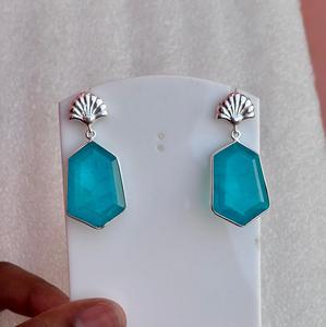 ต่างหู Paraiba สีเงินดีไซน์ใหม่ต่างหู925เงินสเตอร์ลิงชุบสำหรับเครื่องประดับงานแต่งงาน - Product Image 5
