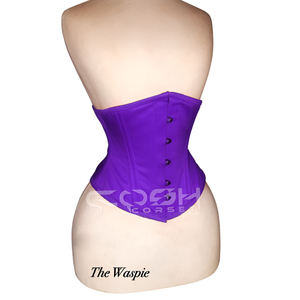 Corset en coton rouge à torse court sous le buste, taille W - Product Image 3