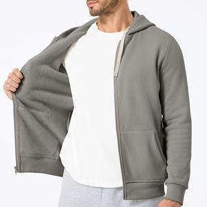 Sudadera con cremallera de algodón de peso pesado personalizada para hombre, ropa de calle de invierno con cremallera y capucha, sudaderas con capucha de talla grande, fabricante directo - Product Image 4
