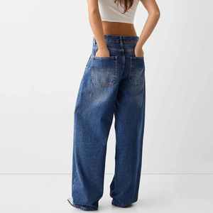 Pantalones Vaqueros de Mezclilla para Mujer, Deslavados, Casuales, de Pierna Ancha, Holgados, Ropa de Mujer, Jeans de Mujer, Estilo Urbano, Vintage, Lavados, de Cintura Alta - Product Image 2