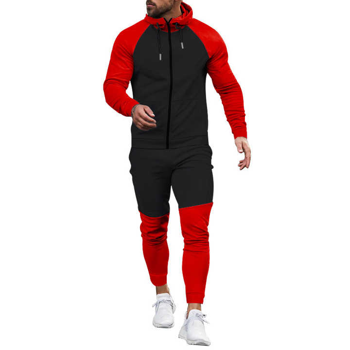 2024 Men's Winter Casual Set Full Sleeve Organic Cotton Printed Hooded Tracksuit with Pants Autumn-Winter Collection