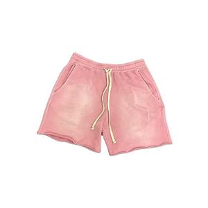 Shorts en molleton bouclette effet vieilli pour homme, respirants, en coton, design vintage délavé à l'acide, look décontracté, pour la gym, la course et le fitness, couleur unie - Product Image 5