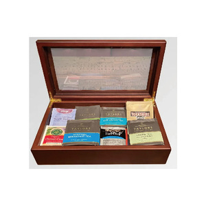 Boîte à thé en bois faite à la main : Coffret de rangement à 8 compartiments - Product Image 1