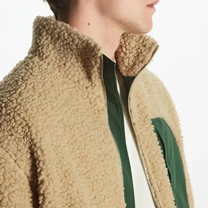 Veste en polaire sherpa pour homme, laine d'agneau, col montant, fermeture éclair, sweat-shirt à fermeture éclair tendance OEM pour l'hiver - Product Image 2
