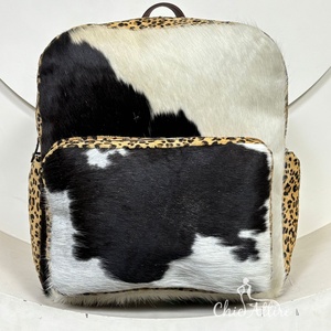 Big Genuine Cowhide Leather Backpacks Hair-on Hide Leopard Print Durable Travel School <b>Bag</b> for Women & <b>Men</b> Custom Logo Available - Product Image 1