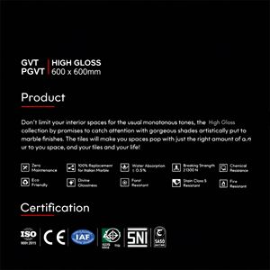 Carreaux de sol extérieurs modernes en porcelaine à haute brillance 600x600 pour villa, centre commercial et école - Product Image 4