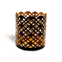 Support de bougie tealight de qualité supérieure, 4 pouces, design personnalisé, métal noir, écologique, décoration contemporaine pour salon et maison