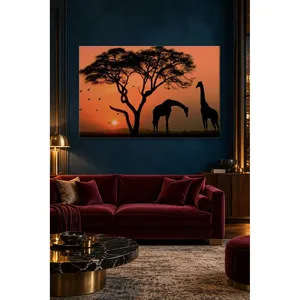 Impression sur toile Fida Acacia Tree and Giraffe Silhouette Sunset - Product Image 5