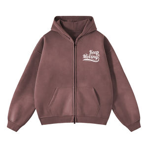 High Quality Men's Brown Hoodie Acid <b>Wash</b> Ruff Style 100% Cotton Zipper up Winter Street Wear with Customized Logo - Product Image 5