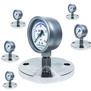 4인치 100mm SS316L 다이어프램 씰 압력 게이지 플랜지 DN25 PN1.6 ANSI 150 #   충격 방지 실리콘 오일 충전 복합 압력계 - Product Image 1