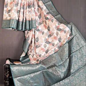 Saree de créateur Avec bordure tissée et belle impression avec de beaux petits zari butti travailler tout saree - Product Image 1