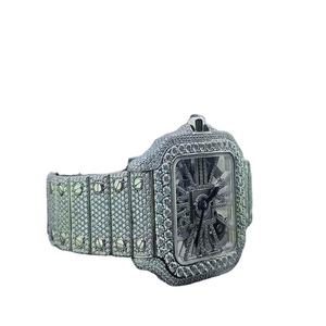 Reloj de pulsera con fecha y día de diamante de acero inoxidable de lujo de alta calidad Iced Out Moissanite mecánico automático para hombres - Product Image 3
