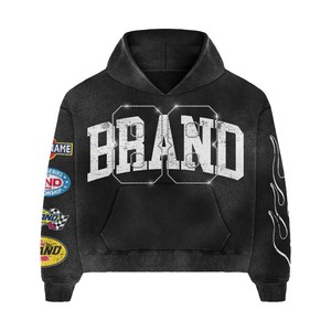 ชุดวอร์มแนวสตรีทแวร์สำหรับแข่งรถชุดโอเวอร์ไซส์ใส่ได้ทั้งชายและหญิงเสื้อมีฮู้ดและกางเกงแนววินเทจซักได้ตามต้องการ - Product Image 6