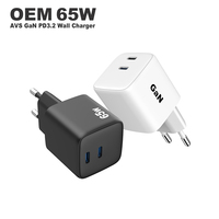 Phone Gan 65w 20w Şarj Cihazı USB c 2 Portlu Şarj Adaptörü iPhone Samsung Hızlı Şarj için CB CE ROHS KC Laptop PD Şarj Cihazı 65w