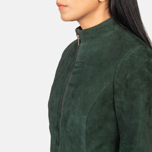 Veste en cuir véritable souple avec détails minimaux Veste de moto en cuir vieilli pour femme - Product Image 6