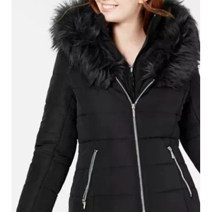 Maralyn & Me Cappotto Imbottito da Donna con Cappuccio e Bordo in Pelliccia Sintetica Antivento Nero Taglia Piccola per l'Inverno - Product Image 3