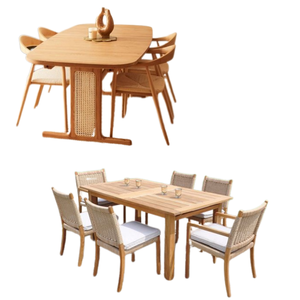 Juego de comedor de diseño moderno y lujoso, mesa de comedor y silla de madera maciza para restaurante, directo de fábrica - Product Image 4