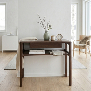 Mesa Consola de Madera Maciza de Roble Nórdico, Mesa Auxiliar Marrón para Entrada, Escritorio Moderno Minimalista con Cajón de Almacenamiento, Garantía de 3 Años - Product Image 2