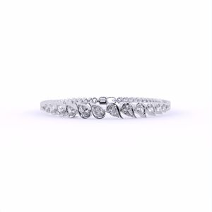Pulsera y brazalete de diamantes de oro brillante para niñas Pulsera de diamantes cultivados en laboratorio con pulsera de diamantes en forma de pera de pétalo de hoja - Product Image 3