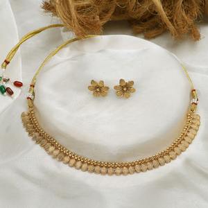 Export Quality Classic Ethnic Brass <b>Necklace</b> <b>Set</b> with Earrings Great Addition to Your Indian Jewellery Collection for Sale - Product Image 4