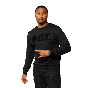 Sweat-shirt brodé noir uni Phi Beta Sigma Chenille doux coton de qualité supérieure vêtements de fraternité grecque tenue de collège pour hommes - Product Image 1