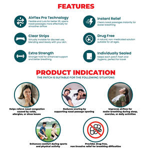 แผ่นแปะจมูกสำหรับผู้ใหญ่แผ่นช่วยหายใจแบบไม่ใช้ยา - Product Image 5