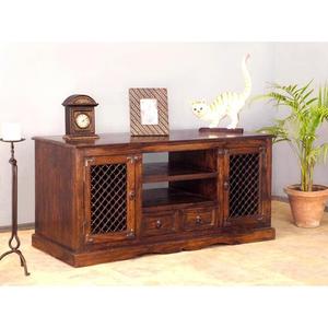 Meuble TV Plasma Jali en bois massif élégant et élégant pour salon chambre à coucher appartement-Mobilier moderne, unique et chic - Product Image 6