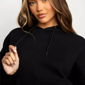 Custom Logo Design Streetwear Crop Hoodie for <b>Ladies</b> Casual Wear Crop Top Hoodie - Product Image 3